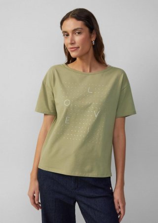 s.Oliver T-Shirt mit Glitzer-Artwork - guacamole