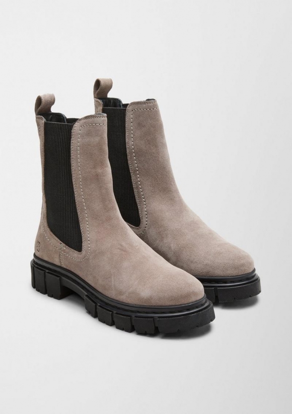 s.Oliver Stiefel aus Veloursleder - hellbraun