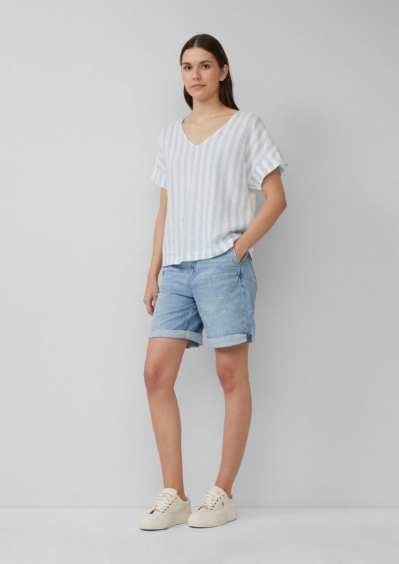 s.Oliver Bermuda-Jeans / Relaxed Fit / High Rise / Barrel Leg - hellblau
