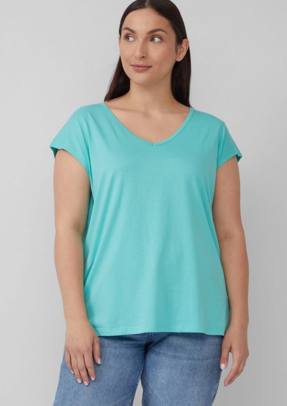 s.Oliver Ärmelloses Relaxed-Fit-Shirt mit Cut-out und Schleife - türkis