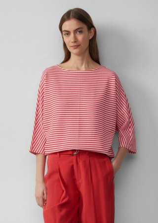 s.Oliver Gestreiftes T-Shirt im Relaxed Fit mit 3/4-Ärmeln - zartrosa