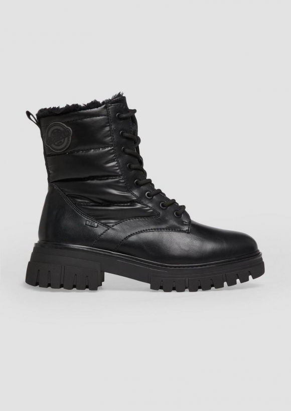 s.Oliver Warm gefütterte Stiefel in Leder-Optik - schwarz