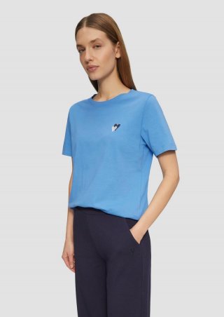 s.Oliver T-Shirt im Relaxed Fit mit Herz-Stickerei - royalblau