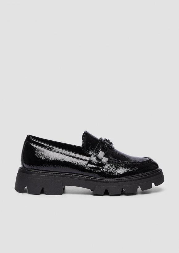 s.Oliver Loafers in Lackleder-Optik mit Schmuck-Detail - schwarz