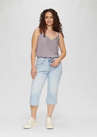 s.Oliver Capri-Jeans / Mid Rise / Slim Leg / Seitliche Ziernähte - blau