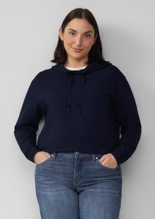 s.Oliver Weiches Kapuzen-Sweat mit Herz-Stickerei - navy