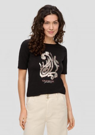 s.Oliver T-Shirt aus Baumwollstretch - schwarz