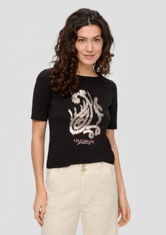 s.Oliver T-Shirt aus Baumwollstretch - schwarz