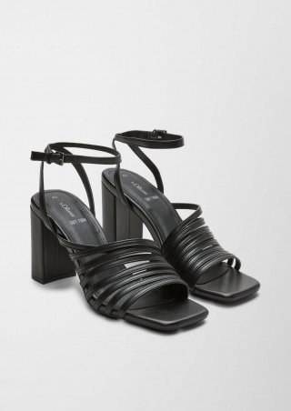 s.Oliver Riemchen-Sandalen in Leder-Optik - schwarz