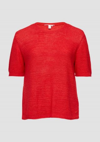 s.Oliver Kurzarmpullover aus Bändchengarn - rot
