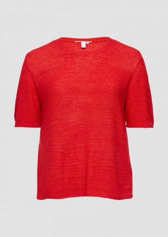 s.Oliver Kurzarmpullover aus Bändchengarn - rot