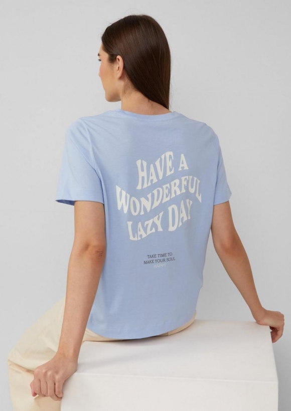 s.Oliver T-Shirt mit Front- und Rückenprint - hellblau