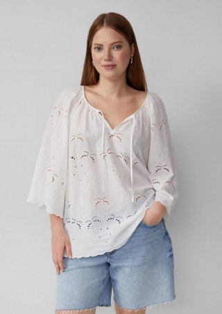 s.Oliver Bluse mit Lochspitzen-Details - weiß