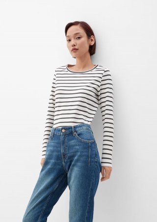 s.Oliver Gestreiftes Langarmshirt aus Jersey - navy