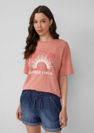 s.Oliver Baumwollshirt mit Frontprint - papaya