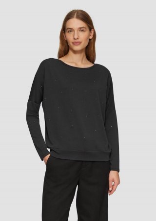 s.Oliver Jerseyshirt mit Schmucksteinen - schwarz