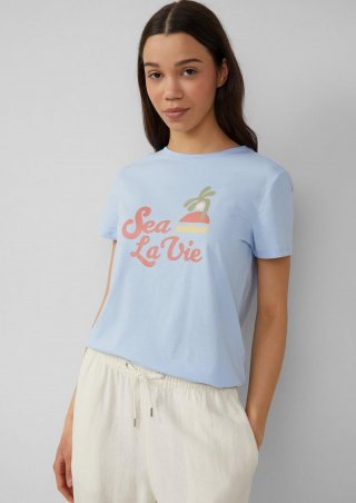 s.Oliver Baumwollshirt mit Frontprint - hellblau