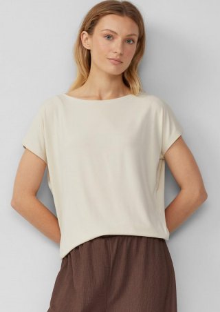 s.Oliver Fließendes Jersey-Shirt mit überschnittenen Schultern - natur