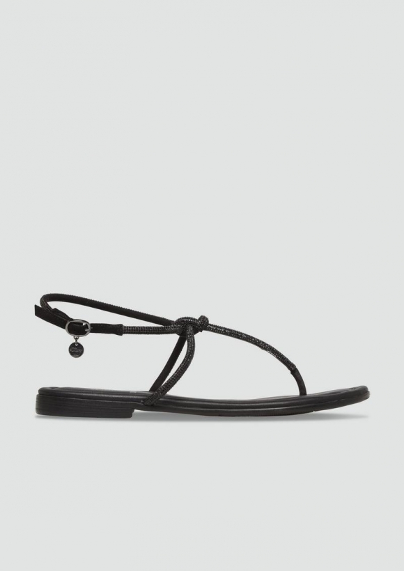 s.Oliver Riemchen-Sandalen mit Logo-Detail - schwarz