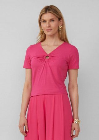 s.Oliver T-Shirt aus Viskosestretch mit Ringdetail - pink