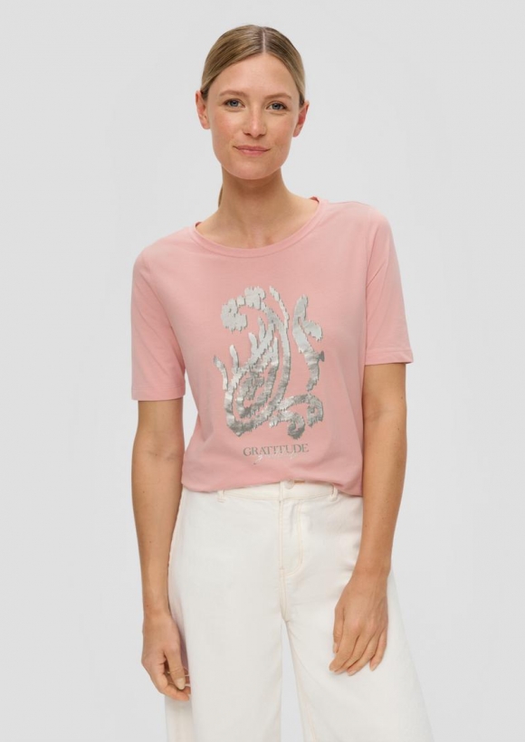 s.Oliver T-Shirt aus Baumwollstretch - pfirsich