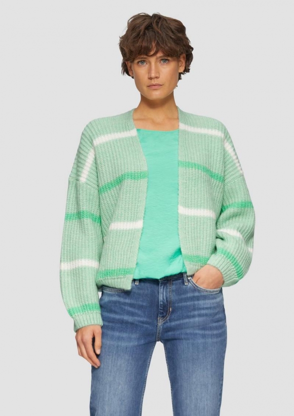 s.Oliver Kurzer Cardigan mit überschnittenen Schultern - minze