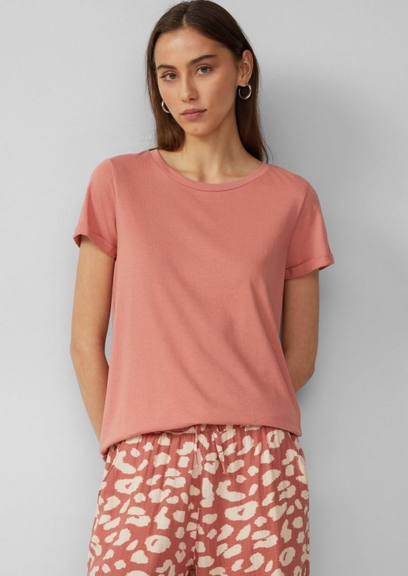 s.Oliver Jerseyshirt mit Crew Neck - papaya