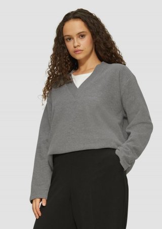 s.Oliver Weiches Sweatshirt mit V-Ausschnitt - graphit