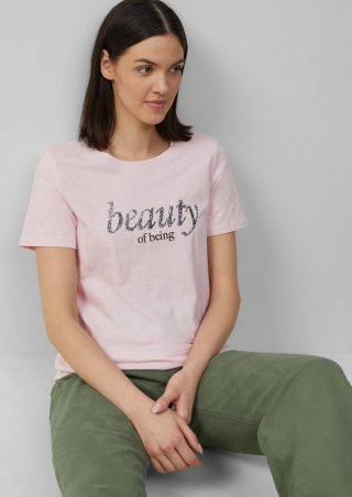s.Oliver Jersey-T-Shirt mit Schriftprint und Pailletten - zartrosa