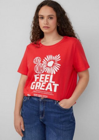s.Oliver Baumwollshirt mit Frontprint - chilirot