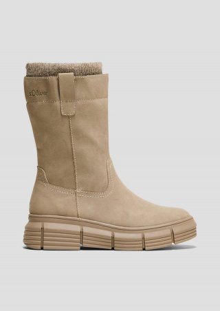 s.Oliver Stiefel in Veloursleder-Optik - hellbraun