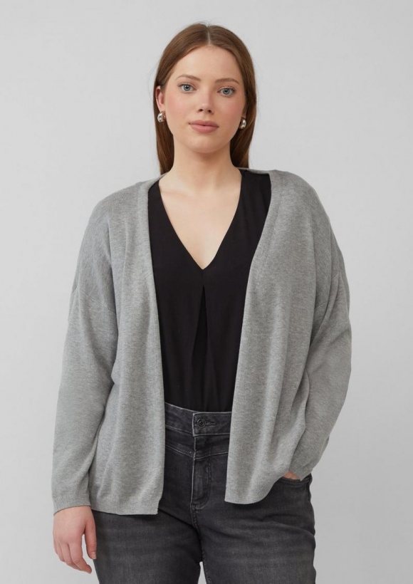 s.Oliver Strickjacke mit überschnittener Schulter - grau meliert