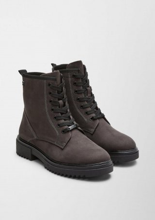 s.Oliver Schnürboots in Veloursleder-Optik - dunkelgrau