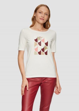 s.Oliver T-Shirt mit Frontprint im Slim Fit - ecru