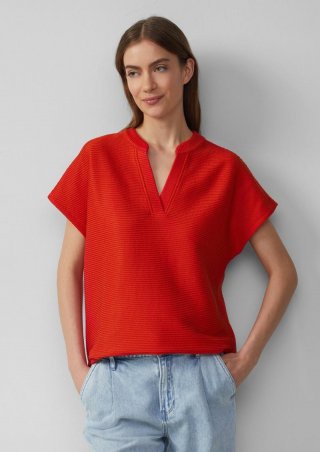 s.Oliver Weiches T-Shirt im Relaxed Fit mit Struktur - rot
