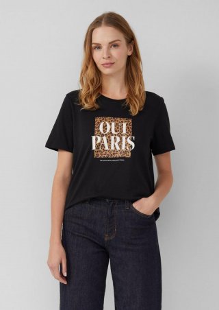 s.Oliver T-Shirt mit Frontprint - schwarz