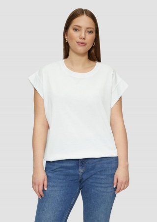 s.Oliver Baumwollshirt mit Schulterdetail - weiß