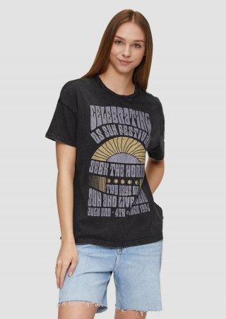s.Oliver Oversized-Shirt im Vintage-Look - schwarz