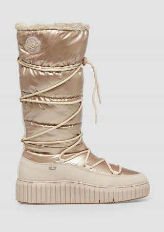 s.Oliver Warm gefütterte Stiefel in schimmernder Optik - beige
