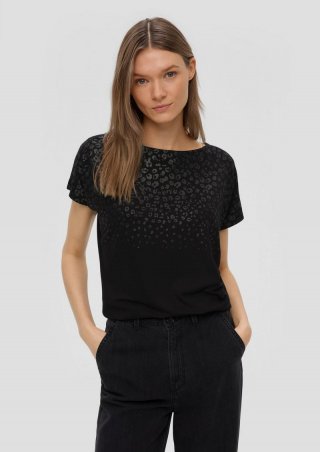 s.Oliver Ärmelloses Shirt mit Folienprint - schwarz