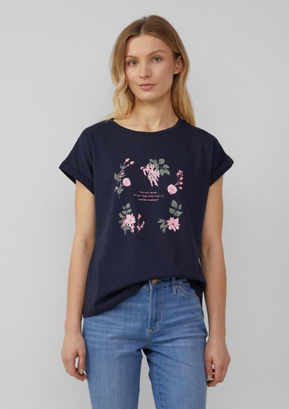 s.Oliver T-Shirt mit Frontprint im Relaxed Fit - navy