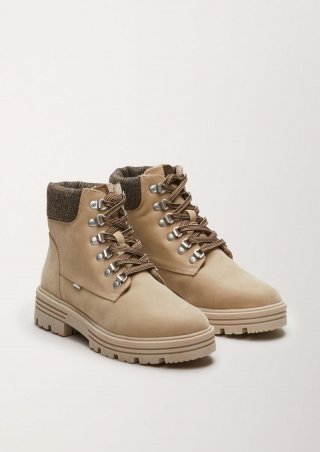 s.Oliver Schnür-Boots mit Teddyplüsch-Futter - beige