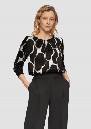 s.Oliver Shirt im Fabricmix mit Raff-Details - schwarz