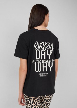 s.Oliver T-Shirt mit Front- und Rückenprint - schwarz