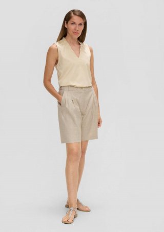 s.Oliver Relaxed: Shorts aus glitzerndem Leinenmix - beige