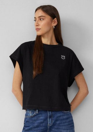 s.Oliver Lässiges Shirt mit überschnittener Schulter - schwarz