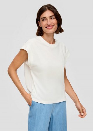 s.Oliver T-Shirt mit überschnittenen Schultern - creme
