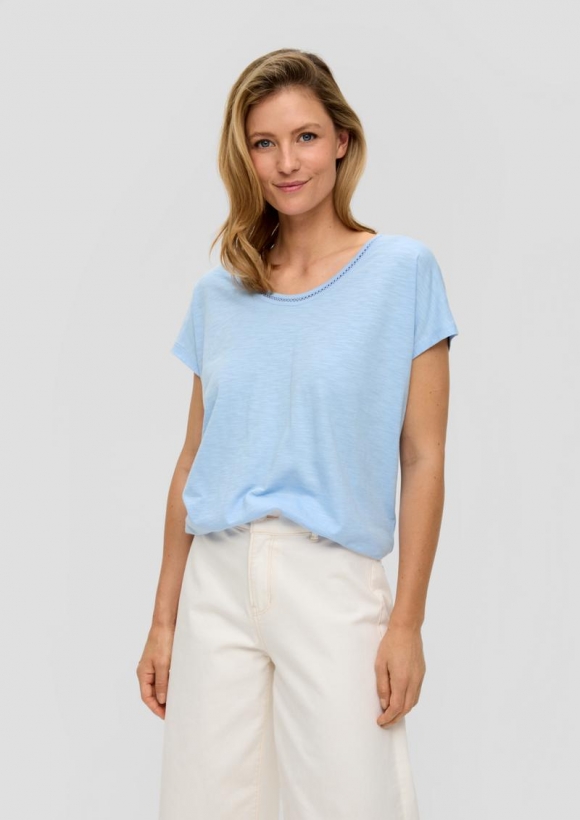 s.Oliver Shirt im Relaxed Fit mit Stickerei - himmelblau