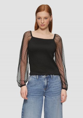 s.Oliver Smok-Shirt mit Tüllärmeln - schwarz
