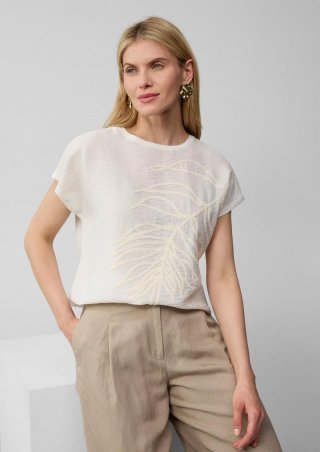 s.Oliver Blusenshirt aus Viskosemix mit Stickerei - ecru